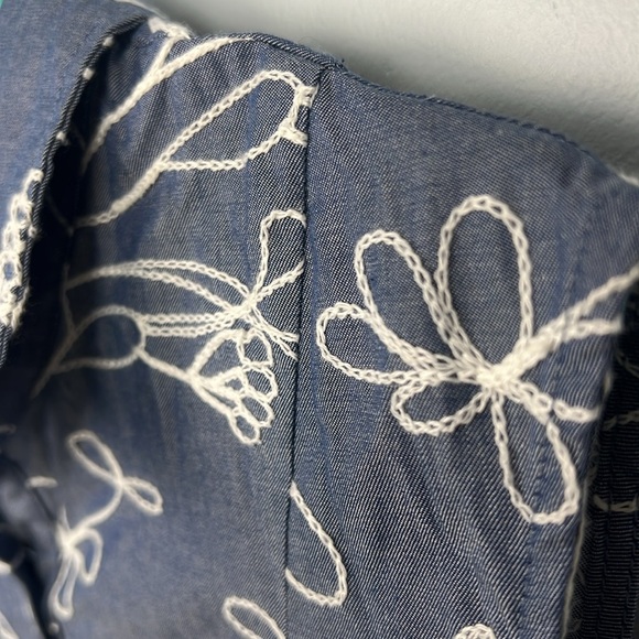 Sahalie large embroidered sleeveless collared a-line women’s dress 100% cotton - Picture 4 of 10